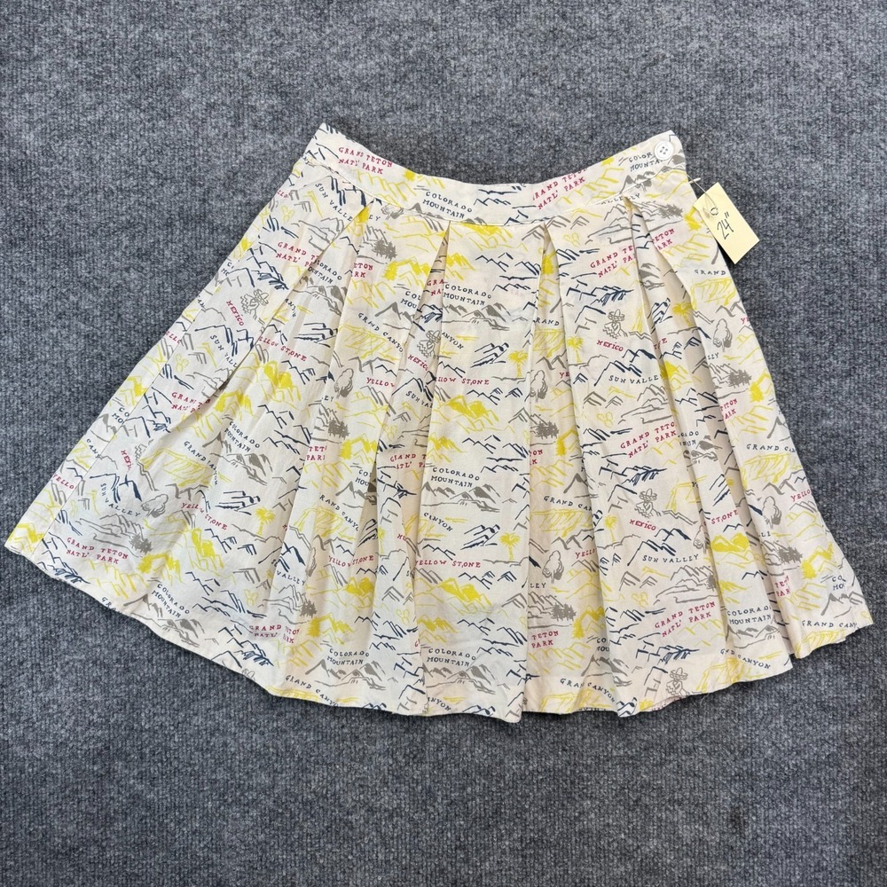 Band of Outsiders Boy Silk National Parks Map Pleated Skirt 0 Sony Pictures Ward